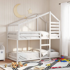 vidaXL Bunk Bed with Roof White 90x200 cm Solid Pine Wood
