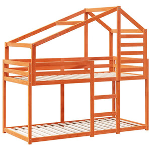 vidaXL Bunk Bed with Roof Waxed Brown 90x200 cm Solid Pine Wood
