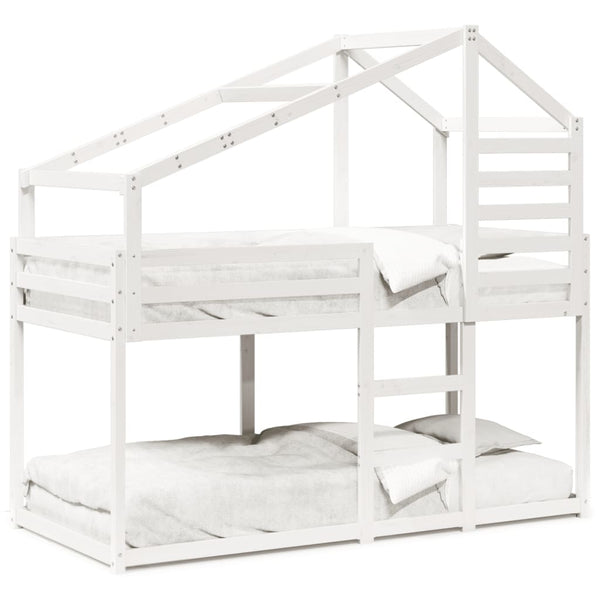 vidaXL Bunk Bed with Roof White 90x190 cm Solid Pine Wood