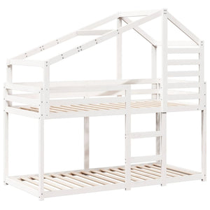 vidaXL Bunk Bed with Roof White 90x190 cm Solid Pine Wood