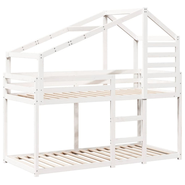 vidaXL Bunk Bed with Roof White 90x190 cm Solid Pine Wood