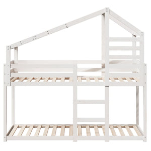 vidaXL Bunk Bed with Roof White 90x190 cm Solid Pine Wood