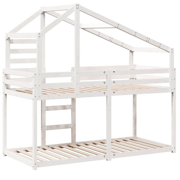vidaXL Bunk Bed with Roof White 90x190 cm Solid Pine Wood