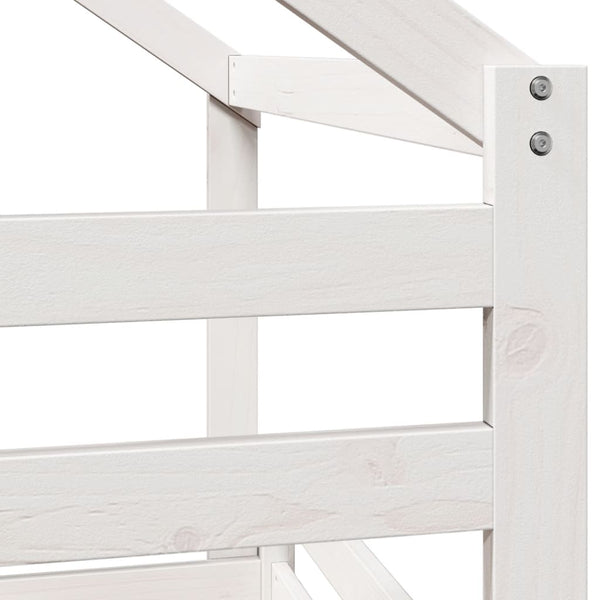 vidaXL Bunk Bed with Roof White 90x190 cm Solid Pine Wood