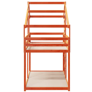 vidaXL Bunk Bed with Roof Wax Brown 90x190 cm Solid Pine Wood