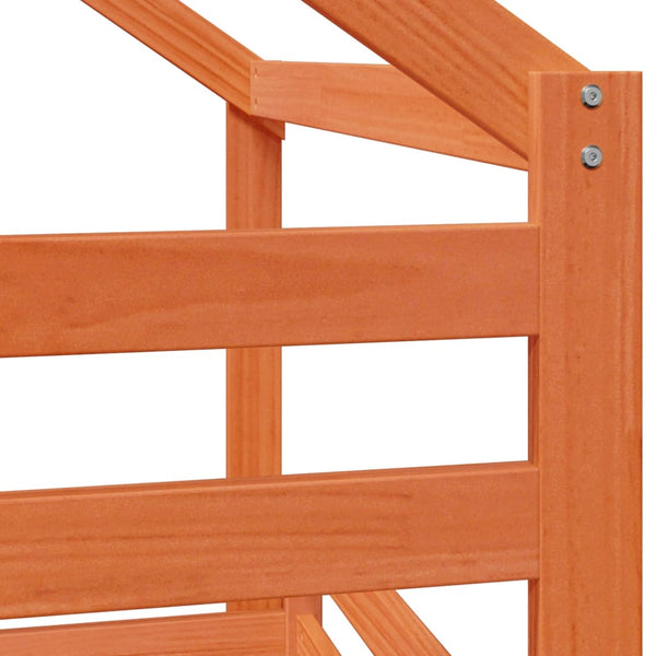 vidaXL Bunk Bed with Roof Wax Brown 90x190 cm Solid Pine Wood