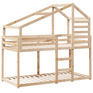 vidaXL Bunk Bed with Roof 75x190 cm Solid Pine Wood
