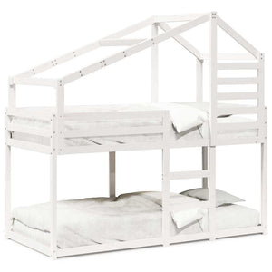 vidaXL Loft Bed with Roof White 75x190 cm Solid Pine Wood