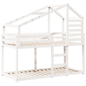 vidaXL Loft Bed with Roof White 75x190 cm Solid Pine Wood