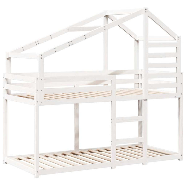 vidaXL Loft Bed with Roof White 75x190 cm Solid Pine Wood
