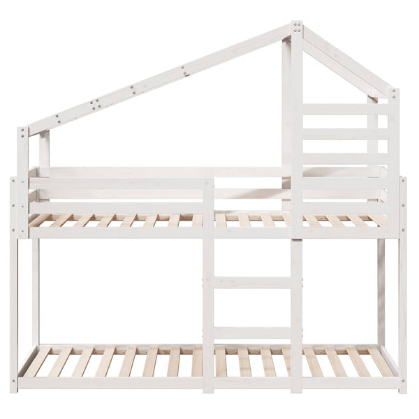 vidaXL Loft Bed with Roof White 75x190 cm Solid Pine Wood