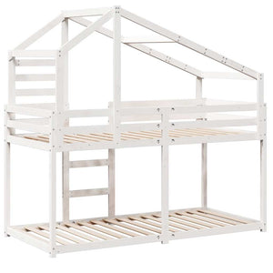 vidaXL Loft Bed with Roof White 75x190 cm Solid Pine Wood