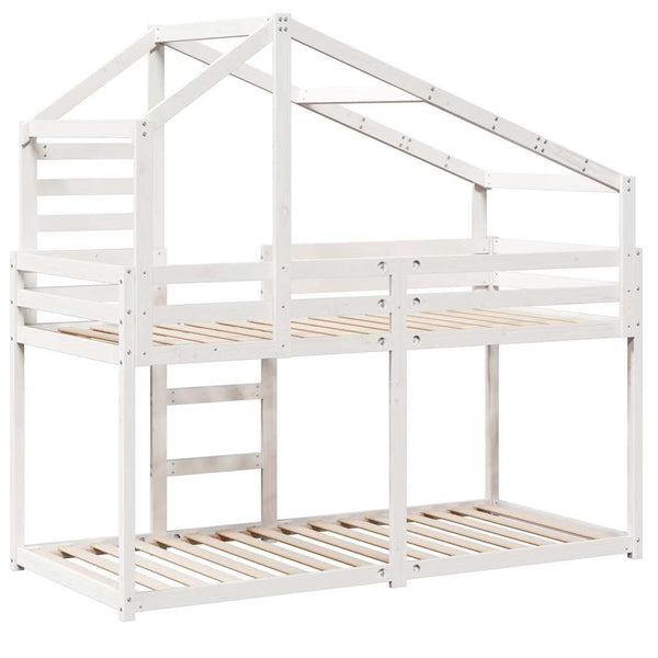 vidaXL Loft Bed with Roof White 75x190 cm Solid Pine Wood