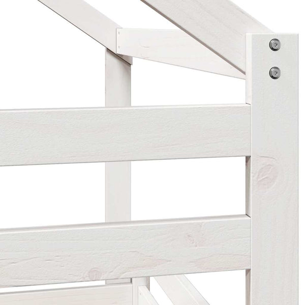 vidaXL Loft Bed with Roof White 75x190 cm Solid Pine Wood