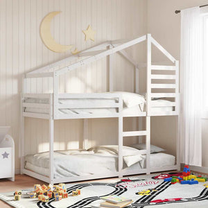 vidaXL Loft Bed with Roof White 75x190 cm Solid Pine Wood