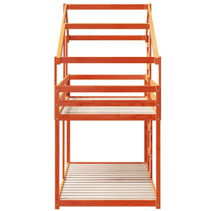 vidaXL Bunk Bed with Roof Wax Brown 75x190 cm Solid Pine Wood