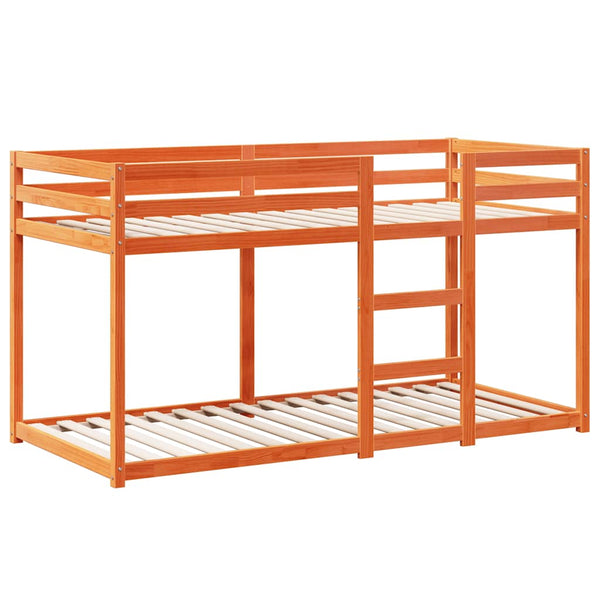 vidaXL Bunk Bed with Roof Wax Brown 75x190 cm Solid Pine Wood