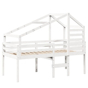 vidaXL Loft Bed with Roof White 80x200 cm Solid Pine Wood
