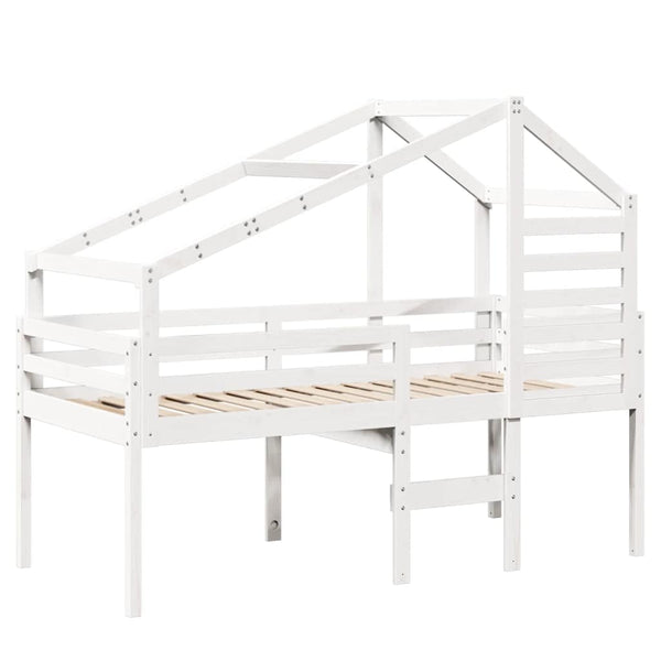 vidaXL Loft Bed with Roof White 80x200 cm Solid Pine Wood