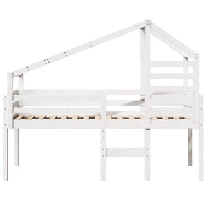 vidaXL Loft Bed with Roof White 80x200 cm Solid Pine Wood