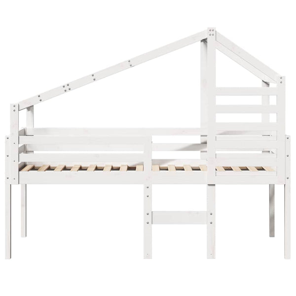 vidaXL Loft Bed with Roof White 80x200 cm Solid Pine Wood
