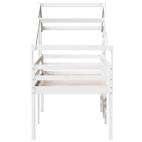 vidaXL Loft Bed with Roof White 80x200 cm Solid Pine Wood