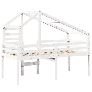 vidaXL Loft Bed with Roof White 80x200 cm Solid Pine Wood