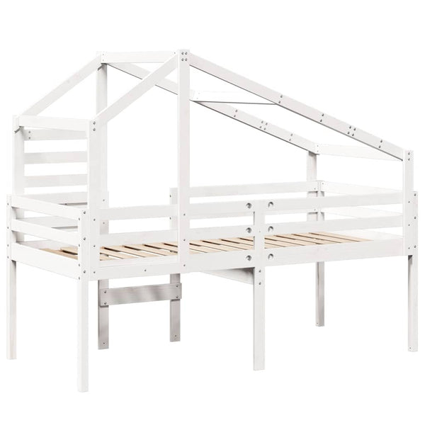 vidaXL Loft Bed with Roof White 80x200 cm Solid Pine Wood