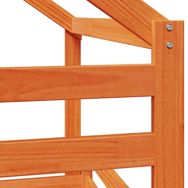 vidaXL Loft Bed with Roof Waxed Brown 80x200 cm Solid Pine Wood