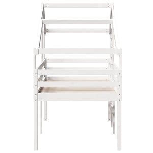 vidaXL Loft Bed with Roof White 90x200 cm Solid Pine Wood