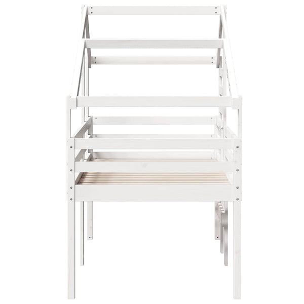 vidaXL Loft Bed with Roof White 90x200 cm Solid Pine Wood