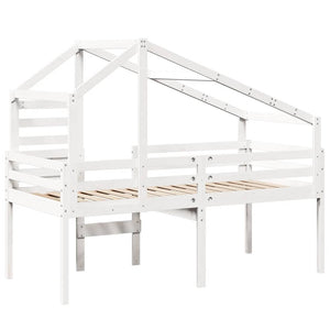 vidaXL Loft Bed with Roof White 90x200 cm Solid Pine Wood
