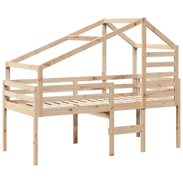 vidaXL Loft Bed with Roof 90x190 cm Solid Pine Wood