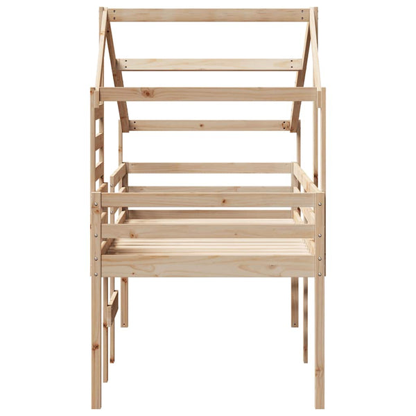 vidaXL Loft Bed with Roof 90x190 cm Solid Pine Wood