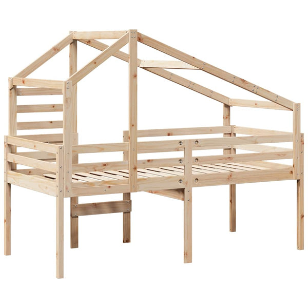 vidaXL Loft Bed with Roof 90x190 cm Solid Pine Wood