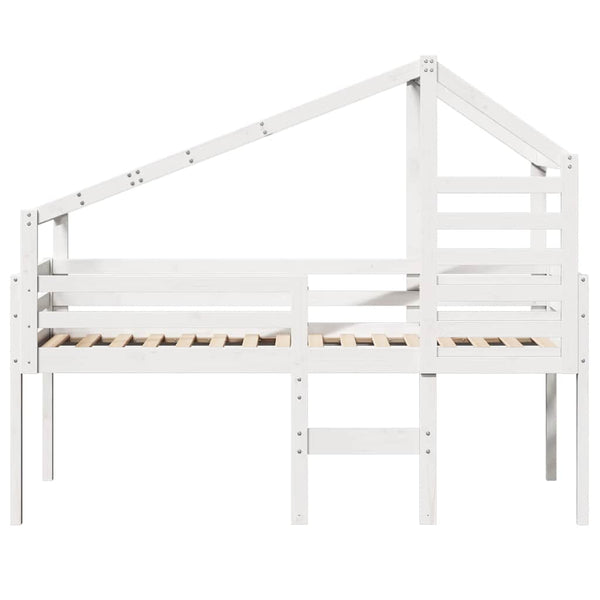 vidaXL Loft Bed with Roof White 90x190 cm Solid Pine Wood