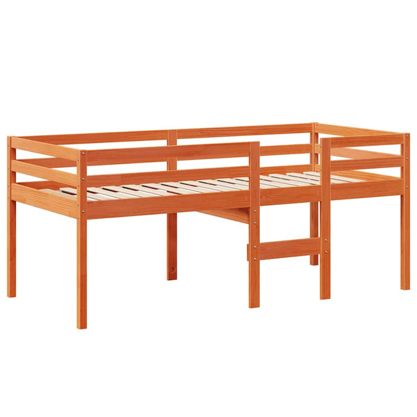 vidaXL Waxed Brown Cabin Bed with Roof 90x190 cm Solid Pine