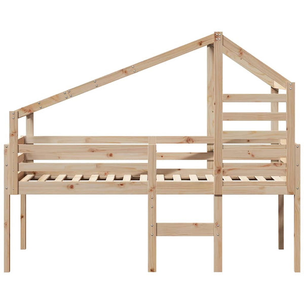 vidaXL Loft Bed with Roof 75x190 cm Solid Pine Wood