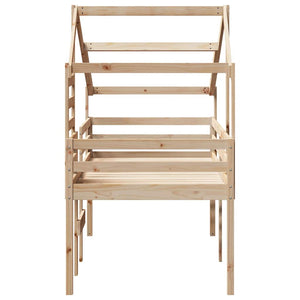 vidaXL Loft Bed with Roof 75x190 cm Solid Pine Wood