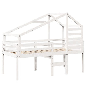 vidaXL Loft Bed with Roof White 75x190 cm Solid Pine Wood