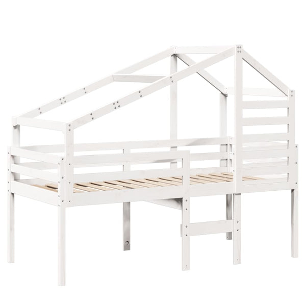vidaXL Loft Bed with Roof White 75x190 cm Solid Pine Wood