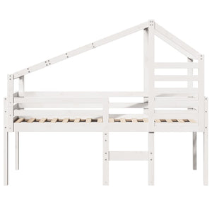 vidaXL Loft Bed with Roof White 75x190 cm Solid Pine Wood