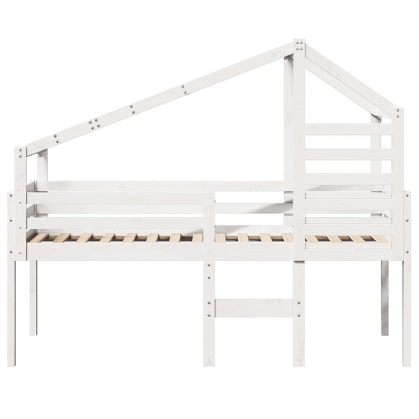 vidaXL Loft Bed with Roof White 75x190 cm Solid Pine Wood