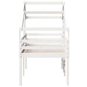 vidaXL Loft Bed with Roof White 75x190 cm Solid Pine Wood