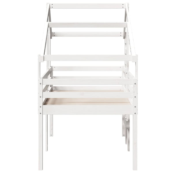 vidaXL Loft Bed with Roof White 75x190 cm Solid Pine Wood