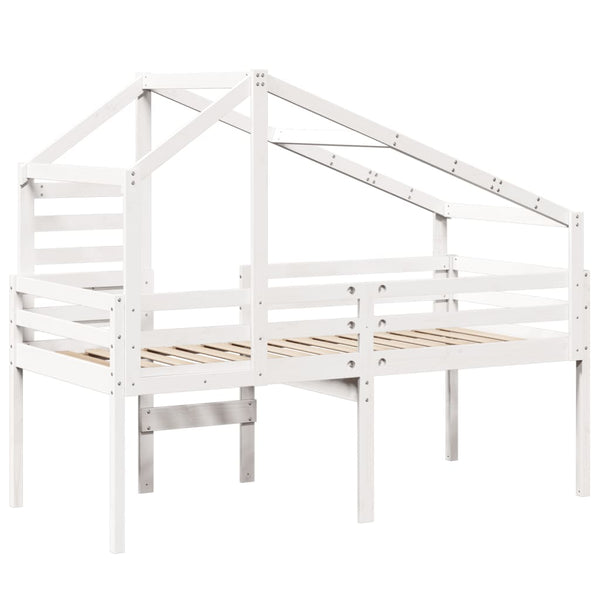 vidaXL Loft Bed with Roof White 75x190 cm Solid Pine Wood