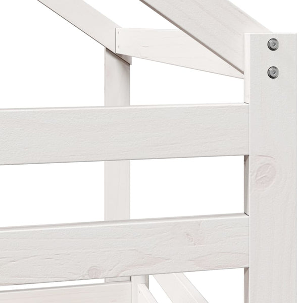 vidaXL Loft Bed with Roof White 75x190 cm Solid Pine Wood