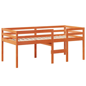vidaXL Loft Bed with Roof Wax Brown 75x190 cm Solid Pine Wood