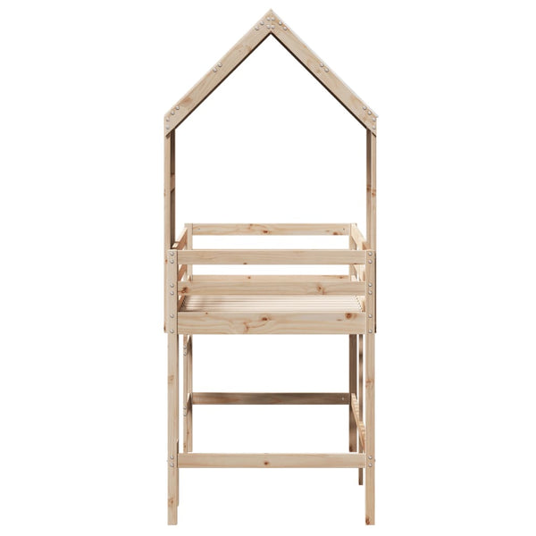vidaXL Loft Bed with Ladder and Roof 80x200 cm Solid Pine Wood