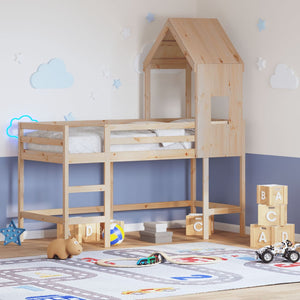 vidaXL Loft Bed with Ladder and Roof 80x200 cm Solid Pine Wood